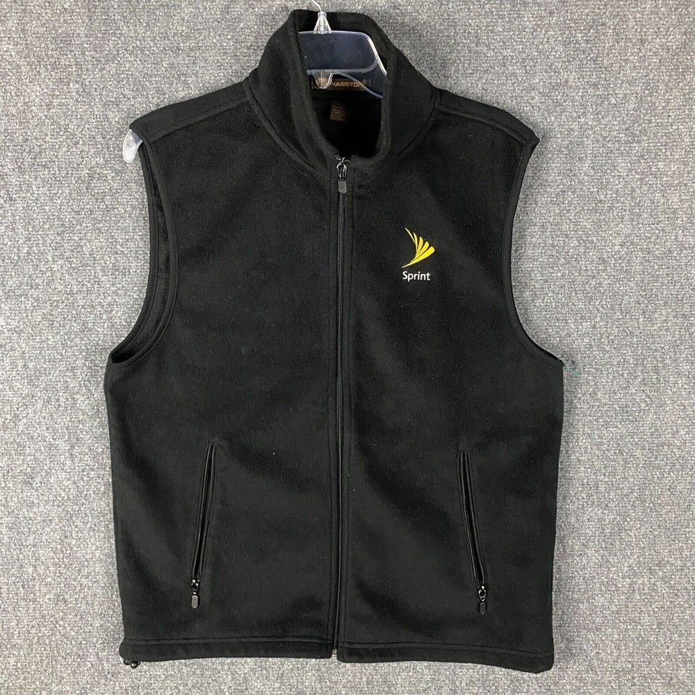 Sprint Vest Men's Medium Full Zip Fleece Black Harrington‎ Adults Workwear M
